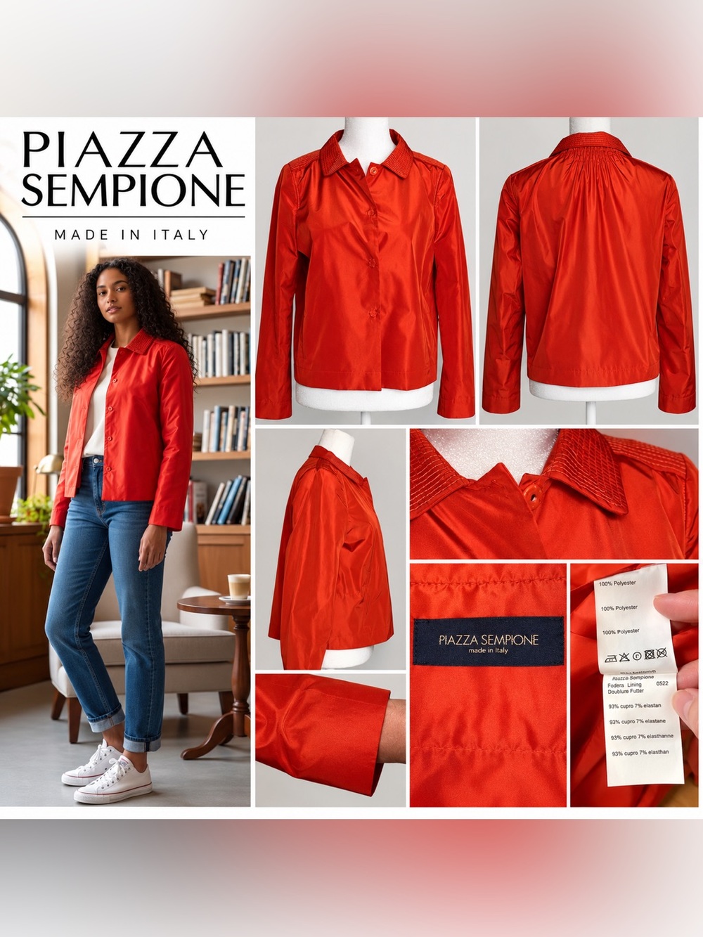 Piazza Sempione Made in Italy Red Orange Lightweight Jacket – EU 42 / US M